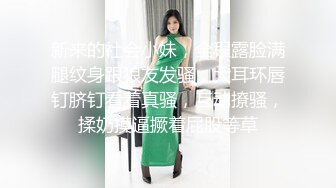 新来的社会小妹，全程露脸满腿纹身跟狼友发骚，大耳环唇钉脐钉看着真骚，互动撩骚，揉奶摸逼撅着屁股等草